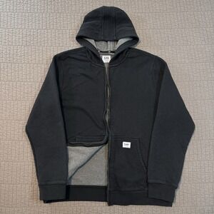 Lee Workwear Hoodie Men's Large Black Thermal Waffled Lined Full Zip Sweatshirt